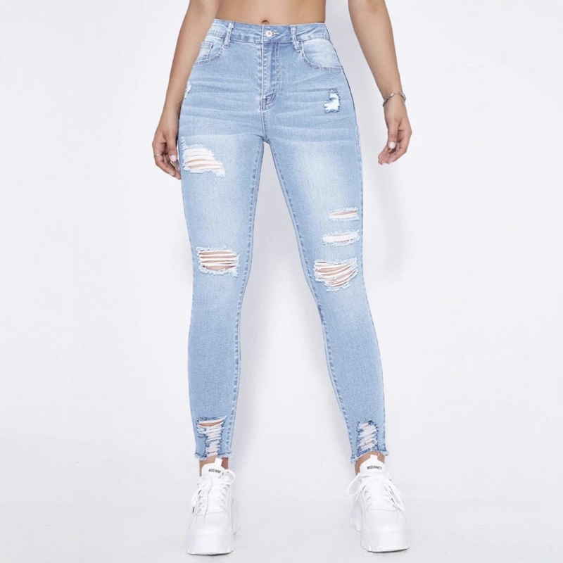 Traperice – uski kroj, visok pas, denim, pamuk 50-70%, rastezljive