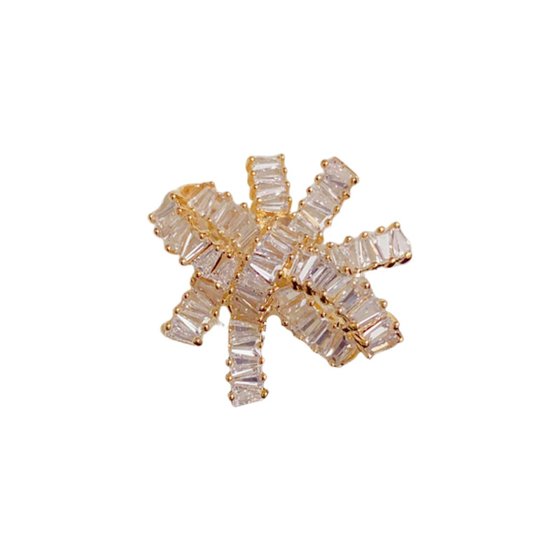 Ženska broš s mašnicom od bakra, cirkon mikro-pavé, pozlata pravim zlatom