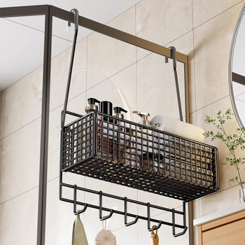 Željezni zidni držač za kupaonicu — viseći koš za kozmetiku i ručnike, moderan minimalistički stil, jednostupanjska konstrukcija, marka Evesigar/Isijia, model 2276229255900792192