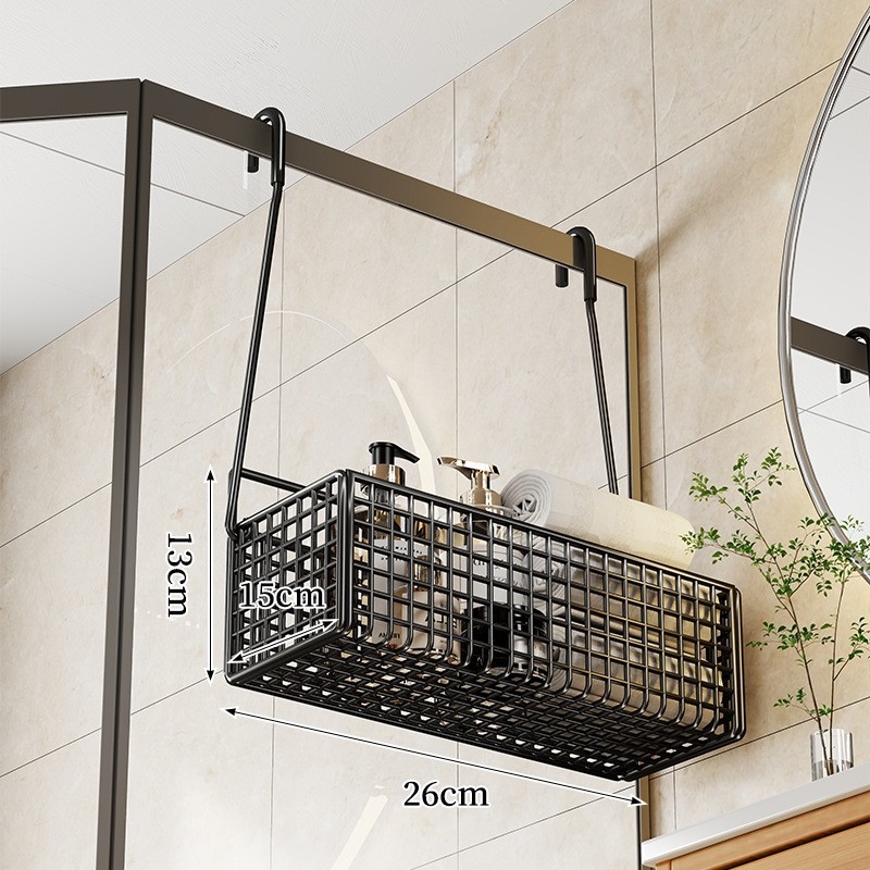 Željezni zidni držač za kupaonicu — viseći koš za kozmetiku i ručnike, moderan minimalistički stil, jednostupanjska konstrukcija, marka Evesigar/Isijia, model 2276229255900792192