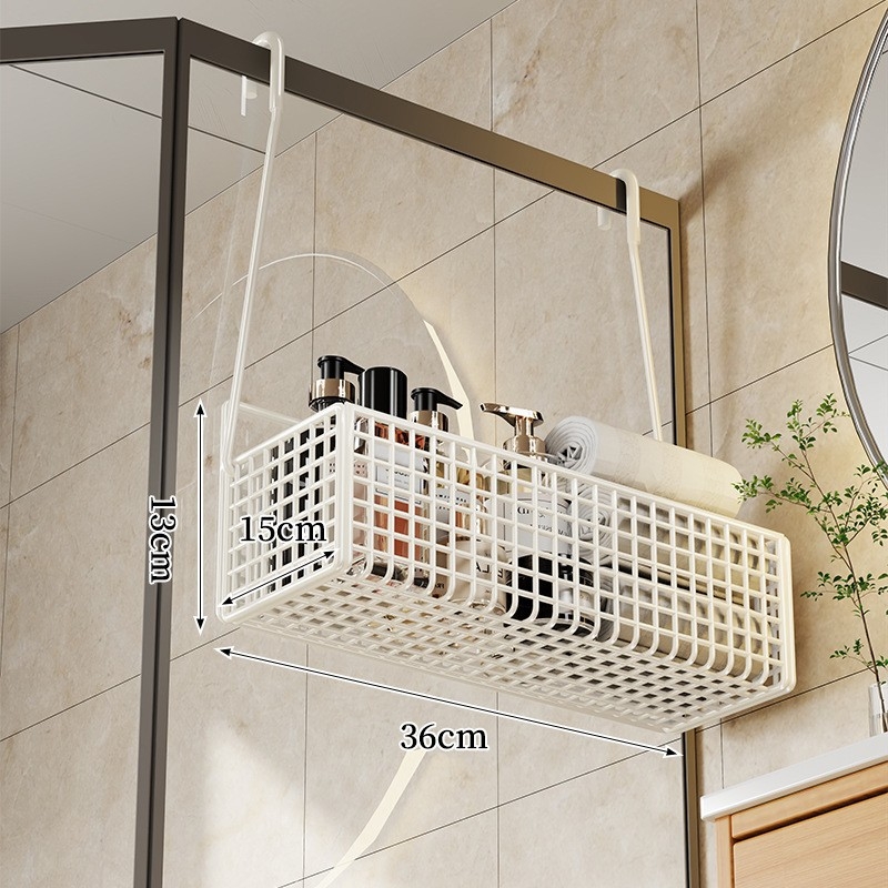 Željezni zidni držač za kupaonicu — viseći koš za kozmetiku i ručnike, moderan minimalistički stil, jednostupanjska konstrukcija, marka Evesigar/Isijia, model 2276229255900792192