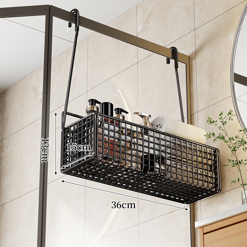 Željezni zidni držač za kupaonicu — viseći koš za kozmetiku i ručnike, moderan minimalistički stil, jednostupanjska konstrukcija, marka Evesigar/Isijia, model 2276229255900792192