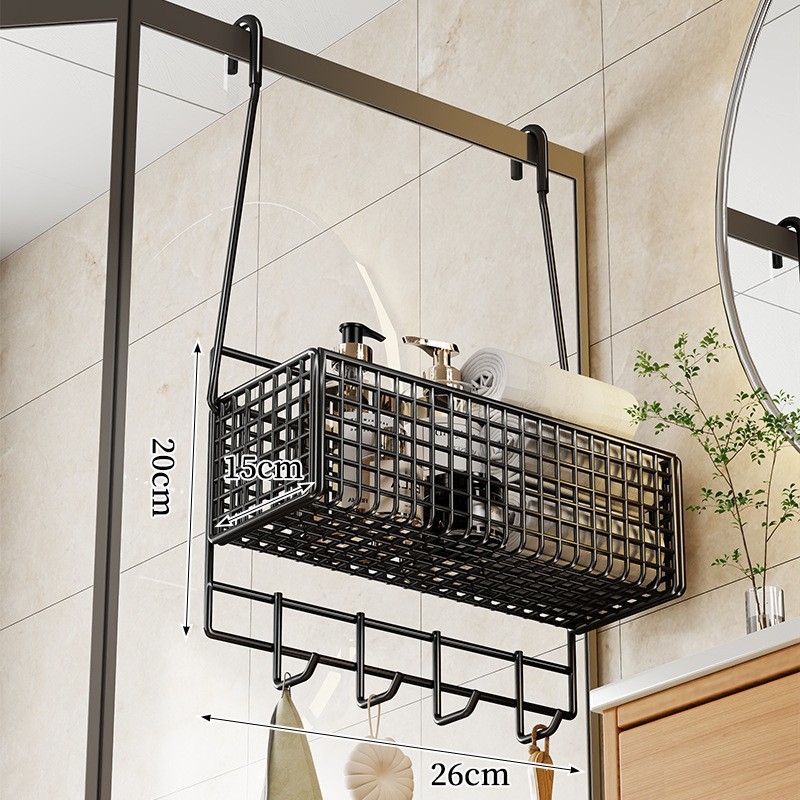 Željezni zidni držač za kupaonicu — viseći koš za kozmetiku i ručnike, moderan minimalistički stil, jednostupanjska konstrukcija, marka Evesigar/Isijia, model 2276229255900792192