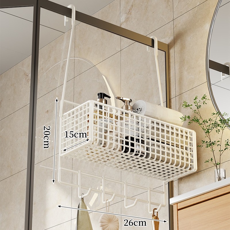 Željezni zidni držač za kupaonicu — viseći koš za kozmetiku i ručnike, moderan minimalistički stil, jednostupanjska konstrukcija, marka Evesigar/Isijia, model 2276229255900792192