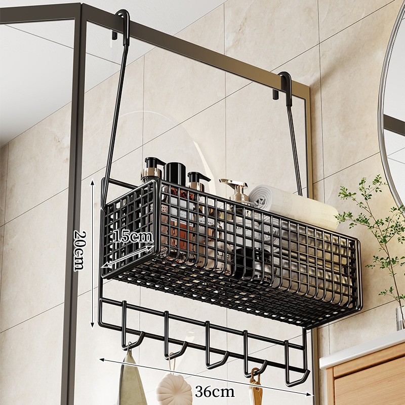 Željezni zidni držač za kupaonicu — viseći koš za kozmetiku i ručnike, moderan minimalistički stil, jednostupanjska konstrukcija, marka Evesigar/Isijia, model 2276229255900792192