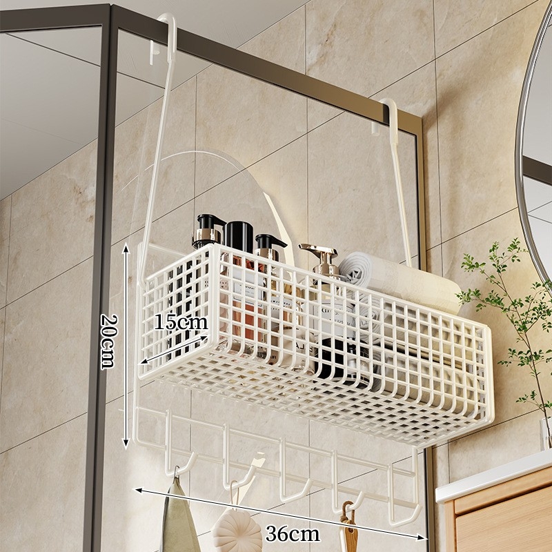 Željezni zidni držač za kupaonicu — viseći koš za kozmetiku i ručnike, moderan minimalistički stil, jednostupanjska konstrukcija, marka Evesigar/Isijia, model 2276229255900792192