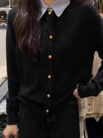 Cardigan pulover cu guler rever, tricot acrilic, model 3D, mâneci lungi, croială lejeră