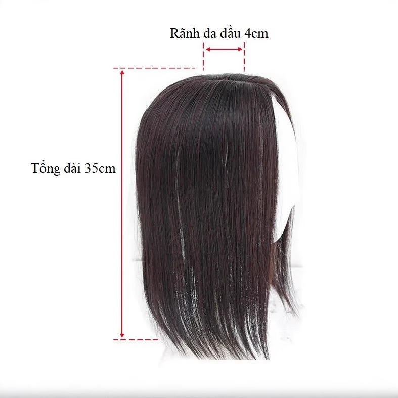 Piesă de păr pentru acoperirea părului cărunt de pe creștet, breton cu separare medie, invizibilă și fără cusături, fibră rezistentă la temperatură, poate fi vopsită și tratată cu perm, volum natural