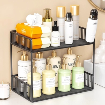 Regal za kupaonicu i WC, metalni, moderni minimalistički dizajn, 2-3 razine, držač čaša, marka Evesigar, model 758465210757