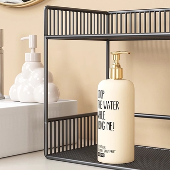Regal za kupaonicu i WC, metalni, moderni minimalistički dizajn, 2-3 razine, držač čaša, marka Evesigar, model 758465210757