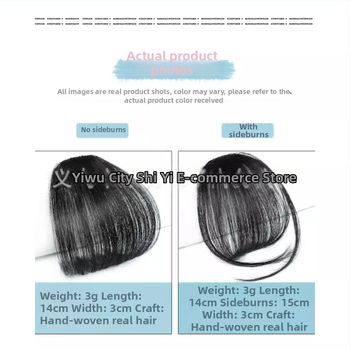 Perucă cu breton aerian, țesută manual, fibră rezistentă la temperaturi, poate fi vopsită, potrivită pentru orice formă a feței