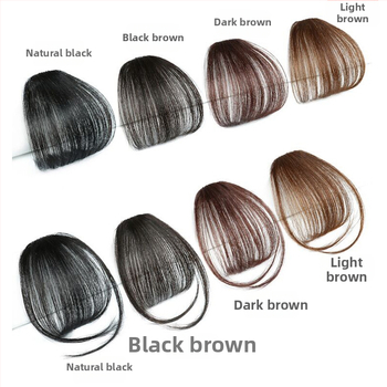 Perucă cu breton aerian, țesută manual, fibră rezistentă la temperaturi, poate fi vopsită, potrivită pentru orice formă a feței