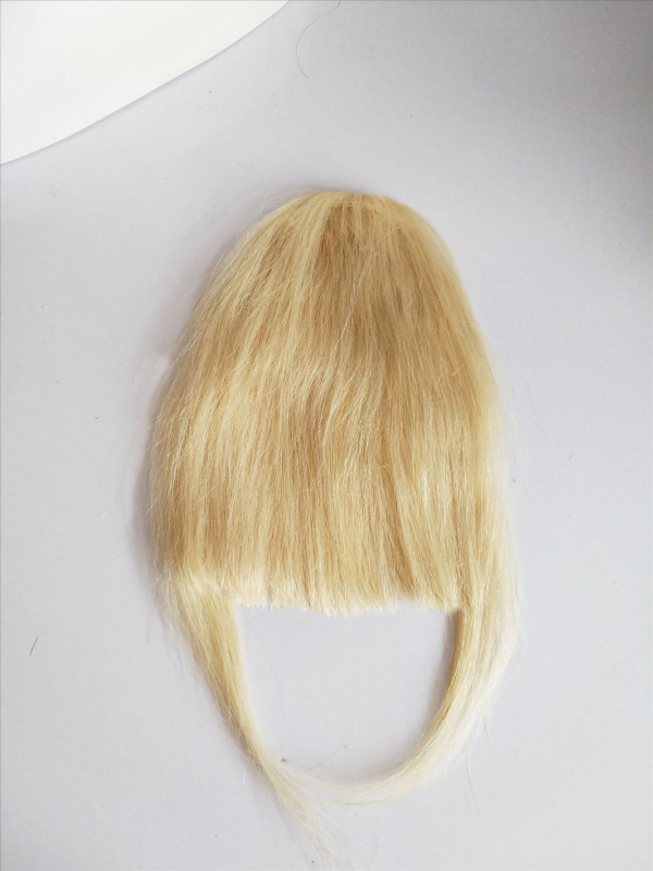 Perucă cu franjuri triunghiulare din păr natural, franjuri lungi, poate fi vopsită