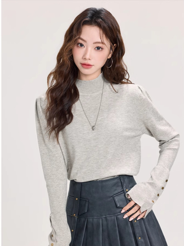 Pulover tricotat pentru femei, cu guler semi-înalt și glugă — croială Slim, tricot subțire, culoare solidă, mâneci lungi, toamnă/iarnă 2025