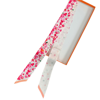 Șal lung imprimat pentru femei, cu bandă pentru geantă și bandă pentru cap, din twill de satin sintetic; Material: twill de satin sintetic; Țesătură: twill; Formă: panglică tip streamer; Stil: proaspăt și drăguț; Sezon: vară