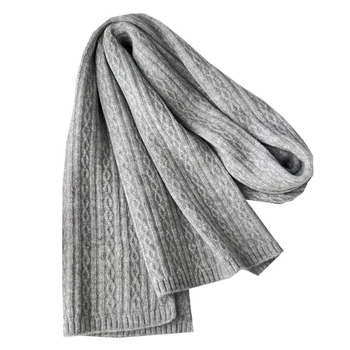Pleteni šal s uvijenim uzorka, od vune, jednostavno tkanje, zimska toplina, unisex