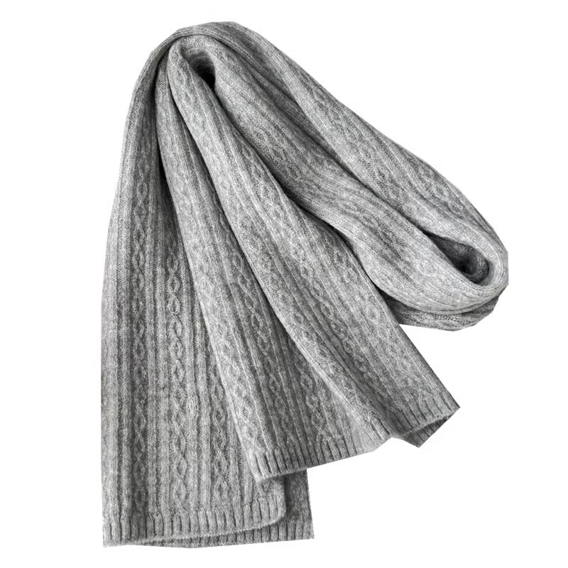 Pleteni šal s uvijenim uzorka, od vune, jednostavno tkanje, zimska toplina, unisex