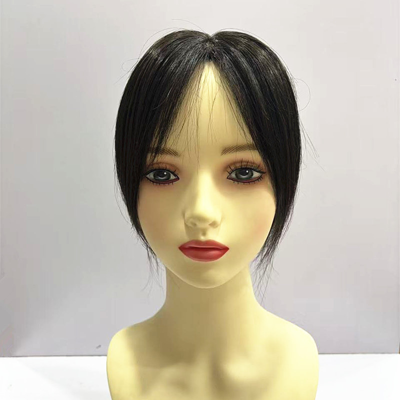 Piesă de păr țesut manual pentru păr lung – păr uman real, țesut manual complet, drept, potrivit pentru vopsire și permament, model 9-14