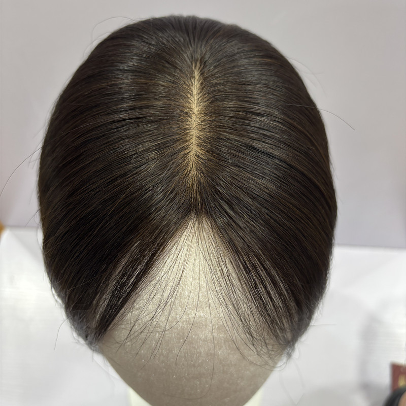 Piesă de păr țesut manual pentru păr lung – păr uman real, țesut manual complet, drept, potrivit pentru vopsire și permament, model 9-14