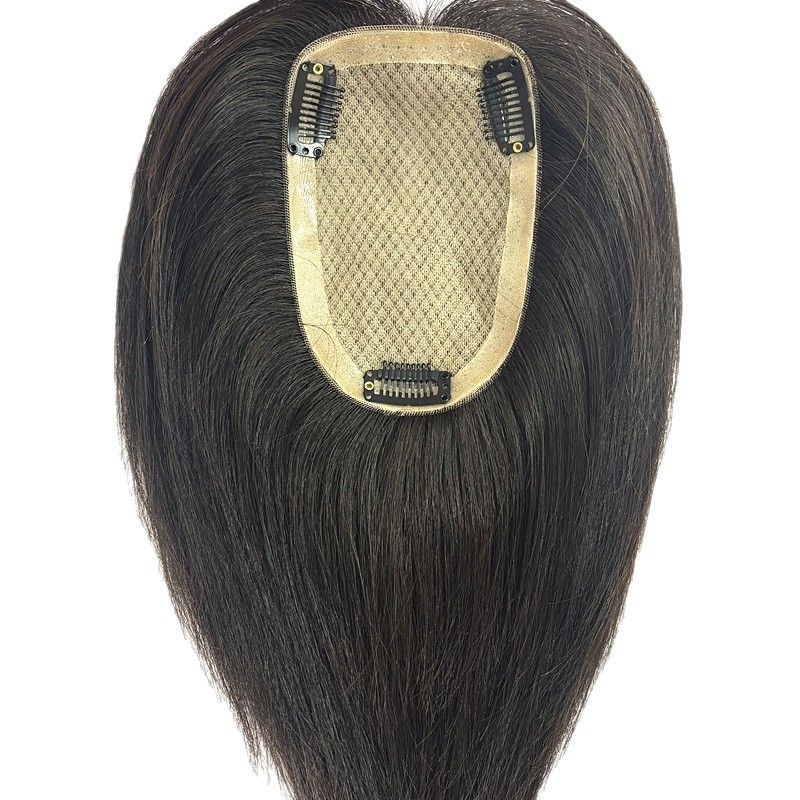 Piesă de păr țesut manual pentru păr lung – păr uman real, țesut manual complet, drept, potrivit pentru vopsire și permament, model 9-14