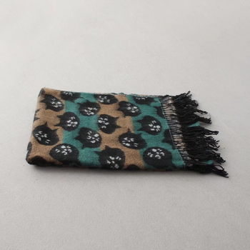 Șal cu dungi de pisicuță și ciucuri, fibră acrilică, țesătură plată, încălzește iarna