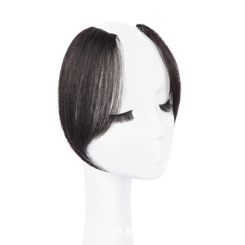 Perucă din păr natural cu Eight-Character Bangs, breton lung, țesută mecanic și manual, potrivită pentru vopsire și permamentare