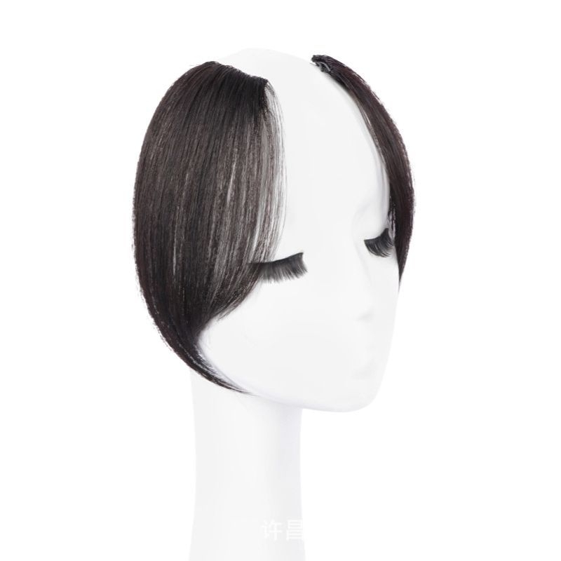 Perucă din păr natural cu Eight-Character Bangs, breton lung, țesută mecanic și manual, potrivită pentru vopsire și permamentare