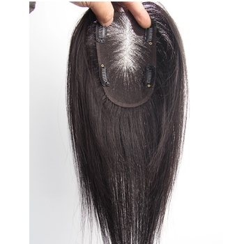 Piesă de perucă Swiss Lace, împletită manual, din păr uman real, drept, lungime 25–30 cm