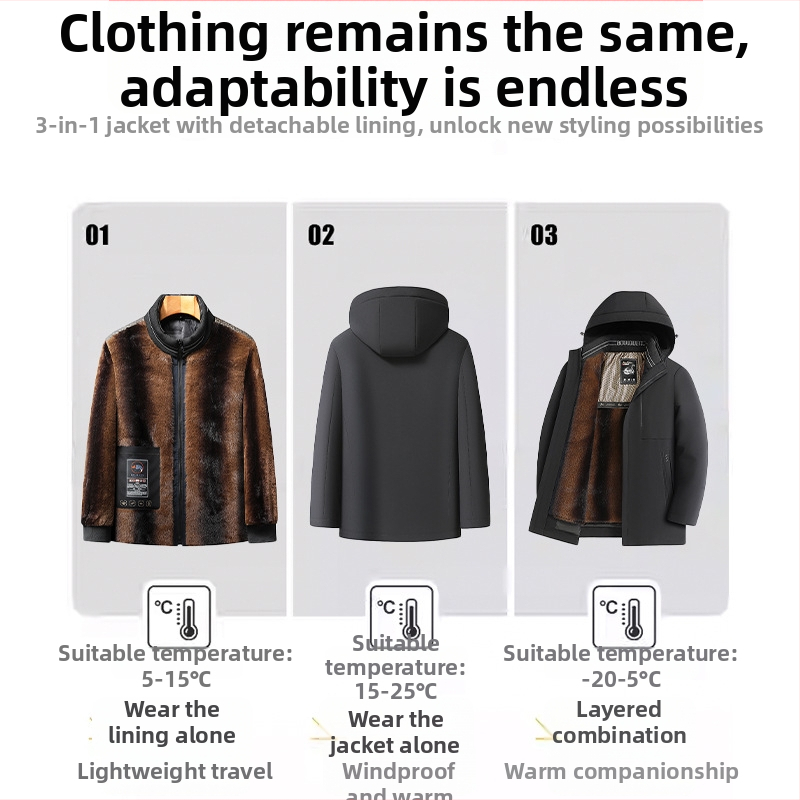 Bundy z guseho peria s odnímateľnou vložkou – vonkajší materiál z akrylu, extra hrúbka 501–600 g/m², termálna výstelka, udržiava teplo