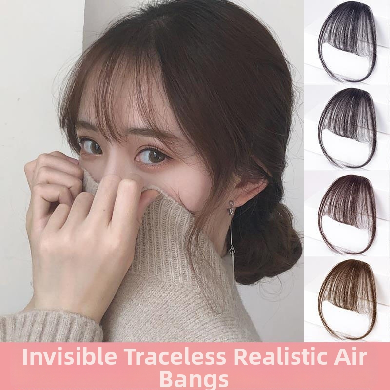 Perucă cu breton aerian, model Air bangs, fir rezistent la temperaturi înalte, poate fi vopsită