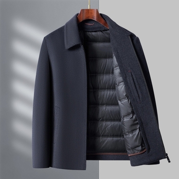 Muška vunena jakna s odvojivim slojem od perja, slim fit, zimsko
