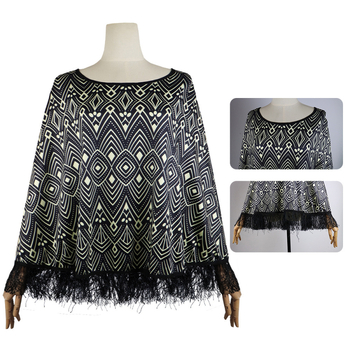 Unisex šal s geometrijskim warp-knitted uzorkom, poliester vlakno, zadržava toplinu, zima–proljeće–jesen
