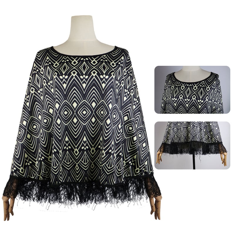 Unisex šal s geometrijskim warp-knitted uzorkom, poliester vlakno, zadržava toplinu, zima–proljeće–jesen