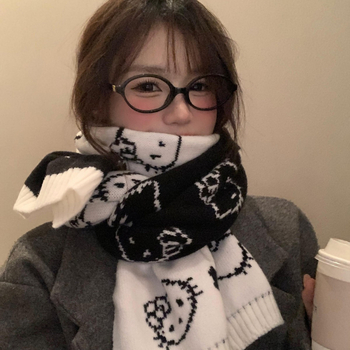 Двустранен плетен шал с котешки мотив — Steering полиестер, права плетка, плетене, запазва топлината