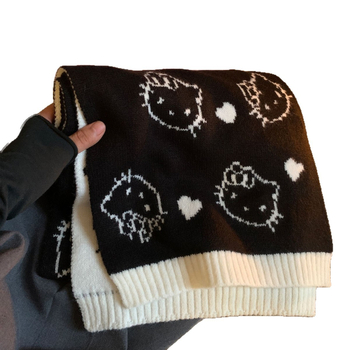 Двустранен плетен шал с котешки мотив — Steering полиестер, права плетка, плетене, запазва топлината