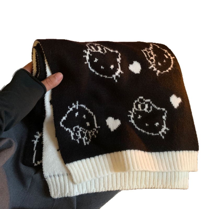 Двустранен плетен шал с котешки мотив — Steering полиестер, права плетка, плетене, запазва топлината