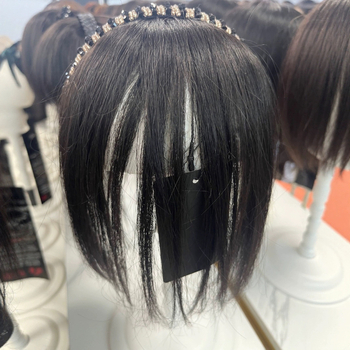 Perika s rhinestone diadomom i bangs za žene — vlakna otporna na visoke temperature, strojno izrađena, nije za bojanje ili trajnu, model Rhinestone wig, brend Fragrant hua furong