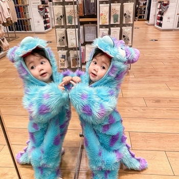 Dječji dinosaurus jumpsuit sa zipom, kapuljačom, dugim rukavima, 100% poliester, debeli toplinski sloj, za 1–3 godine