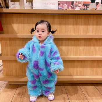 Dječji dinosaurus jumpsuit sa zipom, kapuljačom, dugim rukavima, 100% poliester, debeli toplinski sloj, za 1–3 godine