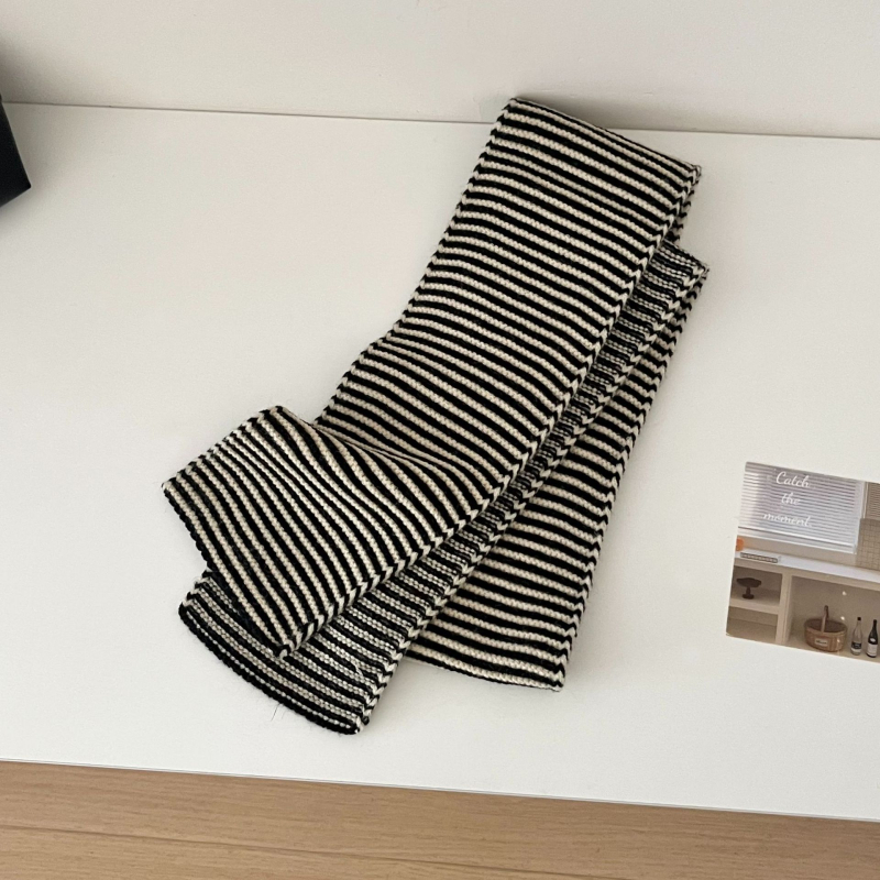 Šal s prugama od pletenog materijala za jesen-zimu, klasični ležerni stil, warp pletenje, vuna, zadržava toplinu