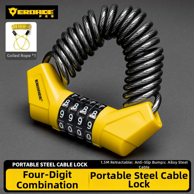 Κλειδαριά με κωδικό για κράνη, ποδήλατα βουνού, καρότσια και αποσκευές - μέταλλο, EROADE, unisex