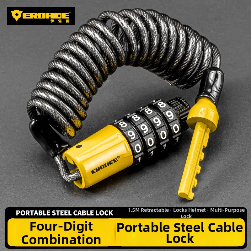 Κλειδαριά με κωδικό για κράνη, ποδήλατα βουνού, καρότσια και αποσκευές - μέταλλο, EROADE, unisex