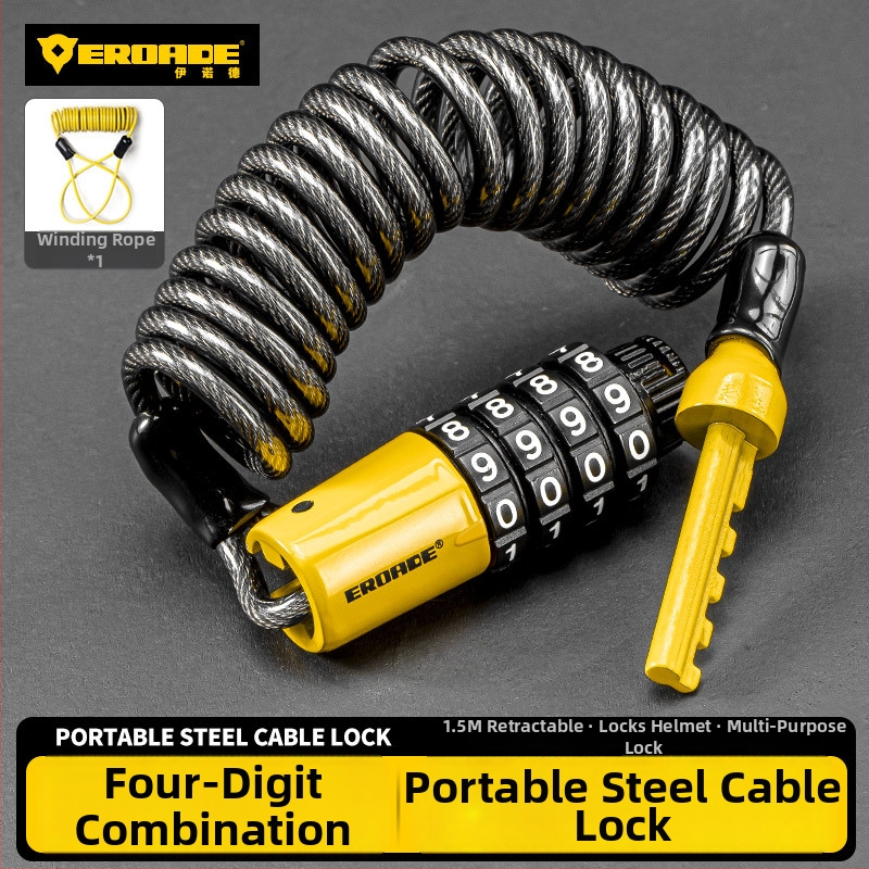 Κλειδαριά με κωδικό για κράνη, ποδήλατα βουνού, καρότσια και αποσκευές - μέταλλο, EROADE, unisex