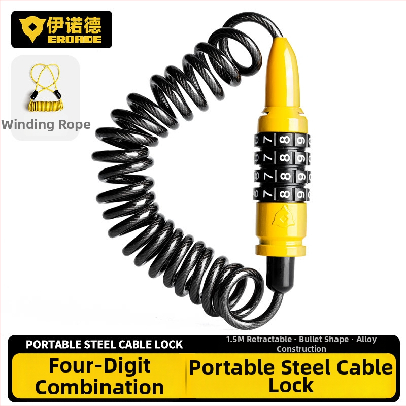 Κλειδαριά με κωδικό για κράνη, ποδήλατα βουνού, καρότσια και αποσκευές - μέταλλο, EROADE, unisex