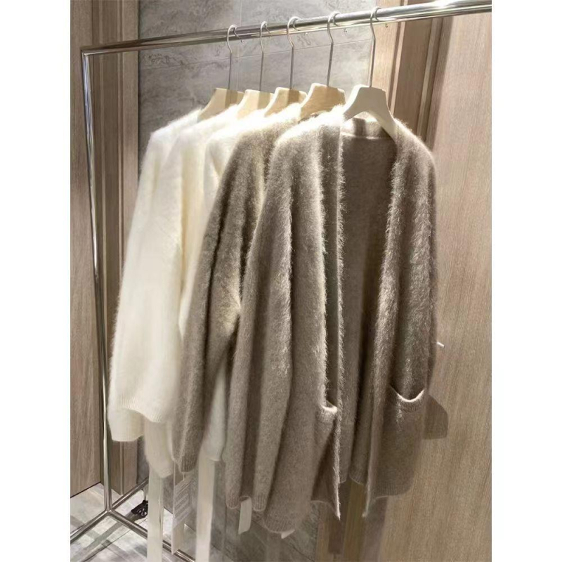 Kardigan od Ice Silk, V-izrez, rukavi princeze, normalna debljina