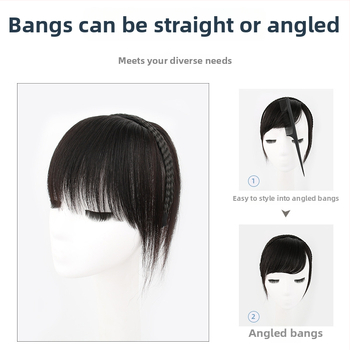 Perucă cu breton, inel împletit pentru păr, din păr uman real, flux 3D cu păr lateral, piesă de îmbunătățire a părului