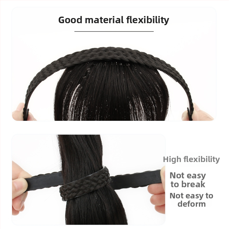 Perucă cu breton, inel împletit pentru păr, din păr uman real, flux 3D cu păr lateral, piesă de îmbunătățire a părului