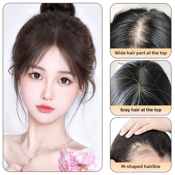 Perucă cu breton, țesută integral manual, păr real uman, model: 912 breton, poate fi vopsită