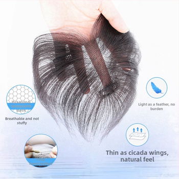 Perucă cu breton, țesută integral manual, păr real uman, model: 912 breton, poate fi vopsită