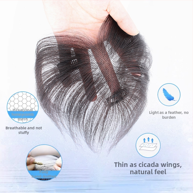 Perucă cu breton, țesută integral manual, păr real uman, model: 912 breton, poate fi vopsită